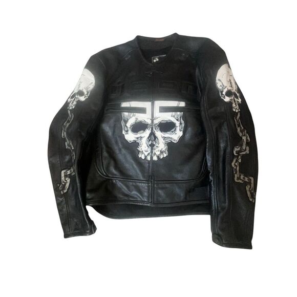 ICON Skull Leather Biker Jacket breathable remove able armour padding. Men’s XL - Picture 7 of 16